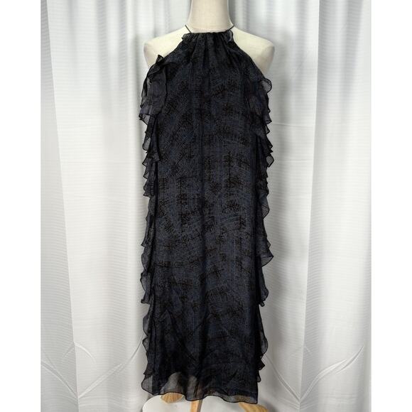 Tibi Dresses & Skirts - NWT Tibi 100% Silk Ruffle Dress Women's Size 0 S Black Blue Whimsical